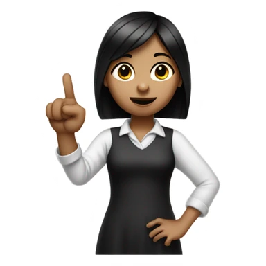 Small white skin black haired girl showing her point finger up sticker