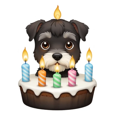 All black and brown schnauzer with cake sticker