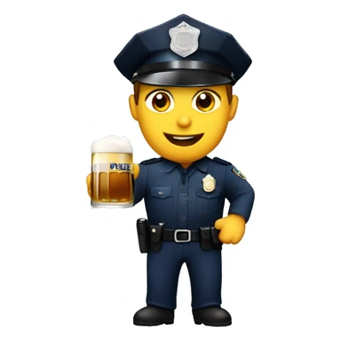 A police officer with a beer sticker
