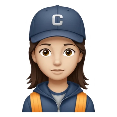 adolescente con gorra, pelo castaño oscuro con rayso de color mono sticker