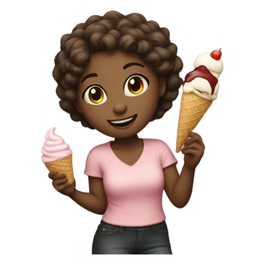 Dancing girl holding a ice cream  sticker