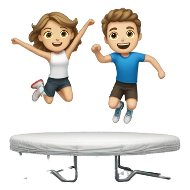 white boy with brown hair and white girl jumping on trampoline  sticker
