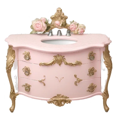 vintage rococo light pink dainty floral vanity sticker