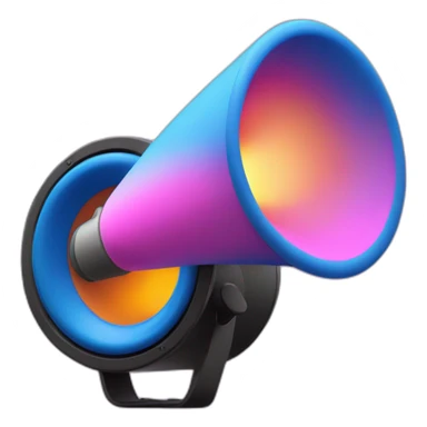 a blue loudspeaker in a pink flame sticker