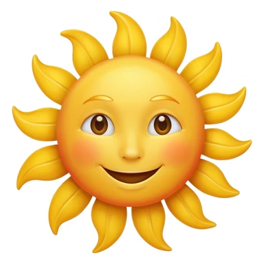 smiling sun emoji, simple and cheerful, apple style sticker