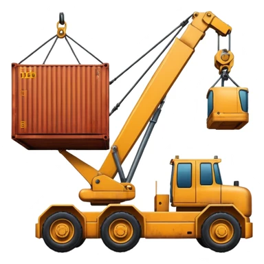 Container being lifted by a large machine, import. sticker