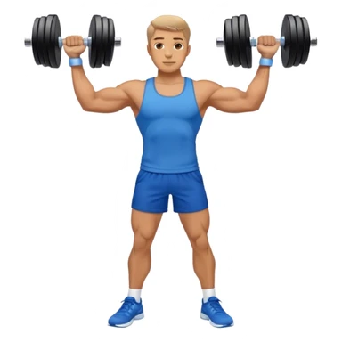 man with blue shorts doing side-lateral raise (T pose) with light dumbbells sticker