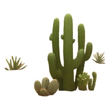 Generate an emoji of a desert landscape with sand dunes, a glowing sunset in the background, and a cactus in the foreground. Use warm oranges, yellows, and reds to create a dramatic and aesthetic desert scene. sticker