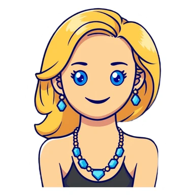 smiling blonde girl with blue eyes and jewelry  sticker