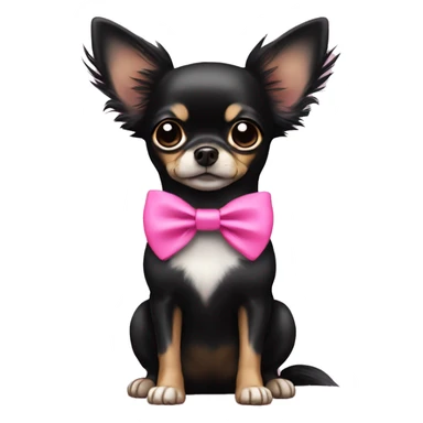 Black long hair chihuahua with a pink bow sticker