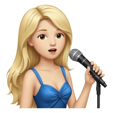 Singer Young woman – long blonde hair, around 20s,  singing into mic sticker