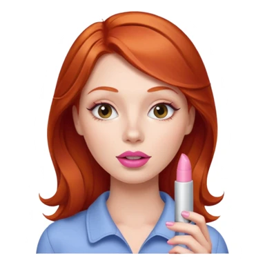redhead woman using chapsitck sticker
