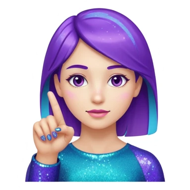 Glitter Roxo e Ciano Dedo apontando pro lado sticker