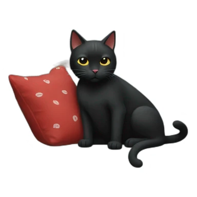 A black cat with a red bandana clawing at a blue sofa sticker