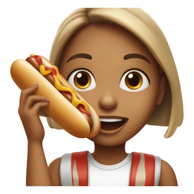 Girl eating hotdog sticker