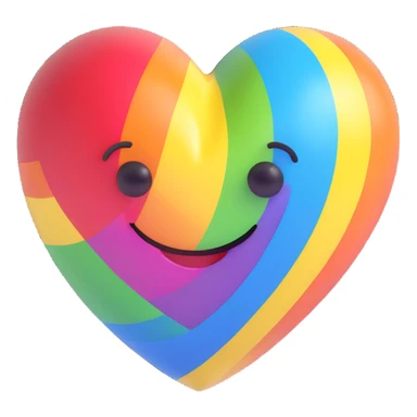 gay pride rainbow heart, bright and glossy, cheerful expression sticker
