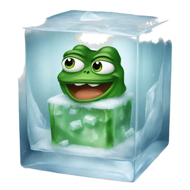 pepe the frog inside an icecube sticker