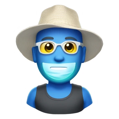 One caucasian headshot glowing with health and wearing a tanktop, hat and sunscreen  sticker