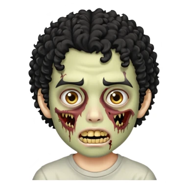 menino com cabelo cacheado preto e olhos marrons, com a boca lembrando a de um zumbi e com grills dourados sticker