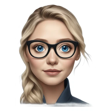 Hyper Realistic Elizabeth Olsen blue eyes wearing glasses  sticker