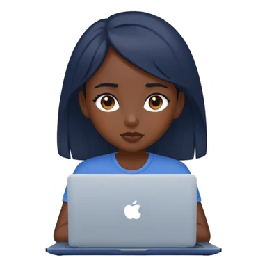 dark-haired girl at a dark blue laptop sticker