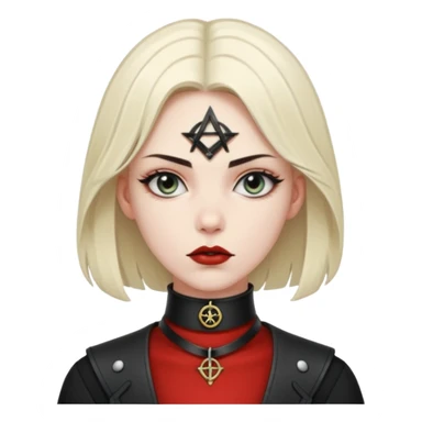 Leather choker with occult symbol on pale neck, dominance and devotion sticker