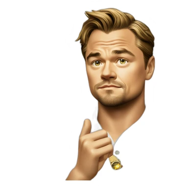 leonardo dicaprio in a white polo shirt and gold watch throws moneyone sticker