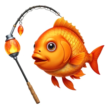 fire fishing rod fishing a fire fish sticker