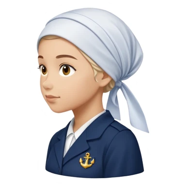 A female student, wearing a navy blue school uniform and a full headscarf, stands in profile. sticker