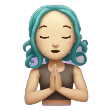 Cute kraken cute face eyes closed making yoga sticker