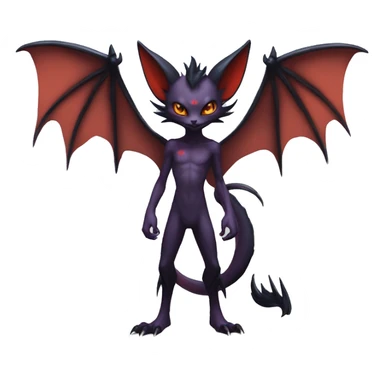  Anthro Kawaii Edgy Cool Vampiric Demonic Beautiful Noivern-Nargacuga-Litten with big Bat Ears full body sticker