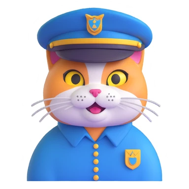 smirking cat wearing a cadet hat sticker