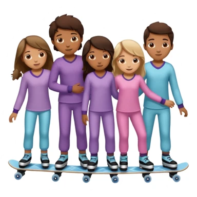 skating rink sleepover with teen boys & girls skin color brown and tan sticker