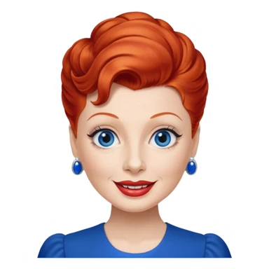 Lucille Ball with blue eyes, red hair, cobalt blue outfit sticker