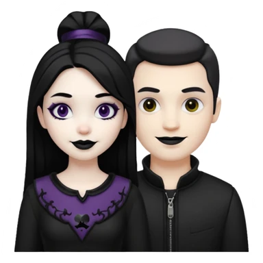 a goth girl standing behind a white guy sticker
