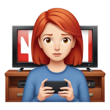 Mom with red hair watching netflix on tv sticker