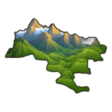 Colombia outline country with 3D effect of mountains and rivers sticker