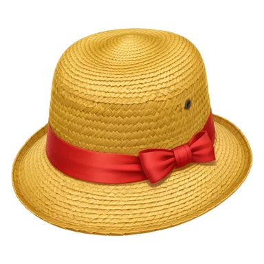 Luffy's iconic straw hat from One Piece, yellow straw hat with red ribbon band sticker