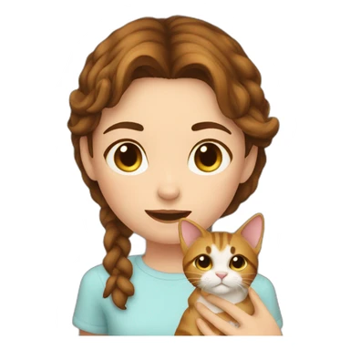 cat licks short girl with shor brown hair and she has freckles sticker