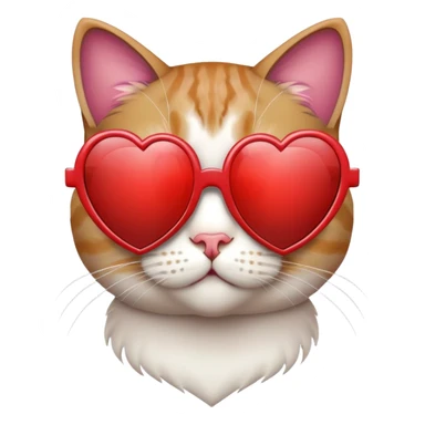 cat wearing heart-shaped sunglasses sticker