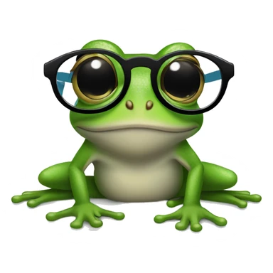 cute tree frog, wearing black glasses, a smile on one's face, wearing skyblue shirts sticker