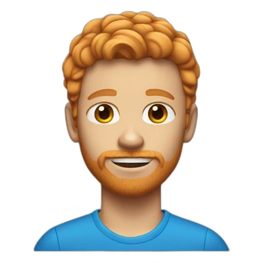 short hair ginger without beard or mustache tennis player with a blue tshirt sticker