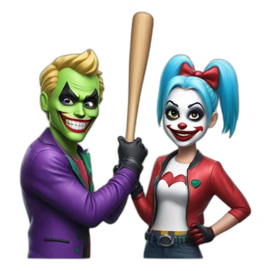 Joker and Harley Quinn with gum and baseball bat sticker