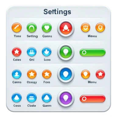 Video game graphics settings menu with toggles and sliders sticker