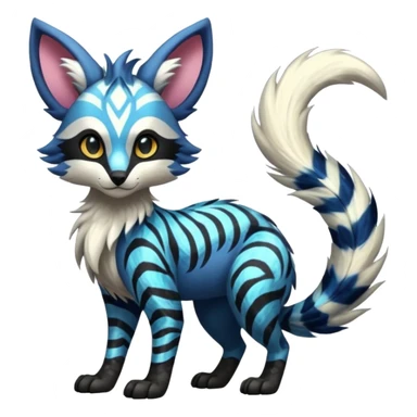 Futuristic furry fluffy floofy feathery tribal marked Genet-Absol-Kyurem-Zeraora-Primagen-fusion-creature  sticker