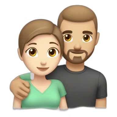 white skin Boyfriend with a light brown buzzcut and medium length dark brown hair girlfriend hugging sticker