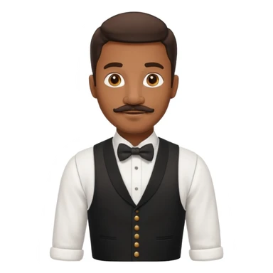mustached black waiter man sticker