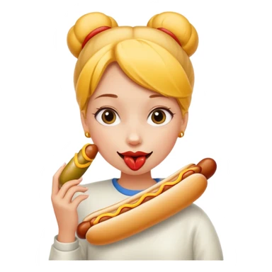 Girl hotdog in mouth sticker