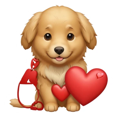 A dog holding a heart (modeled after a Golden Retriever) sticker