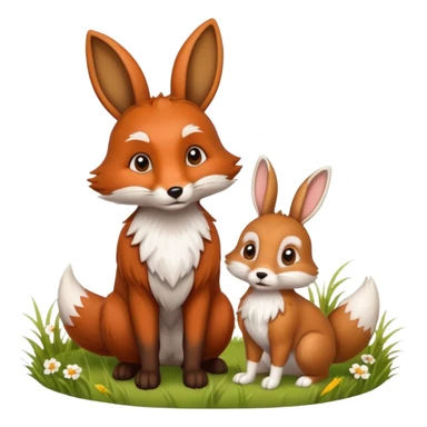 fox and rabbit sticker